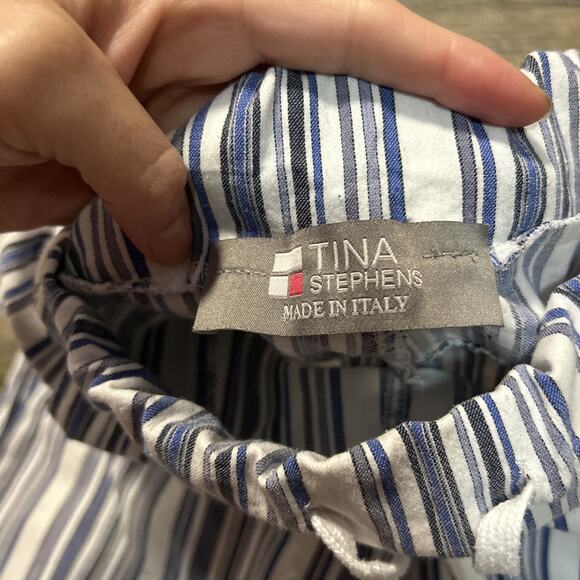 Tina Stephens Italy Blue Striped Pants Womens Resort Classic Pull on Small 28 - Picture 4 of 7